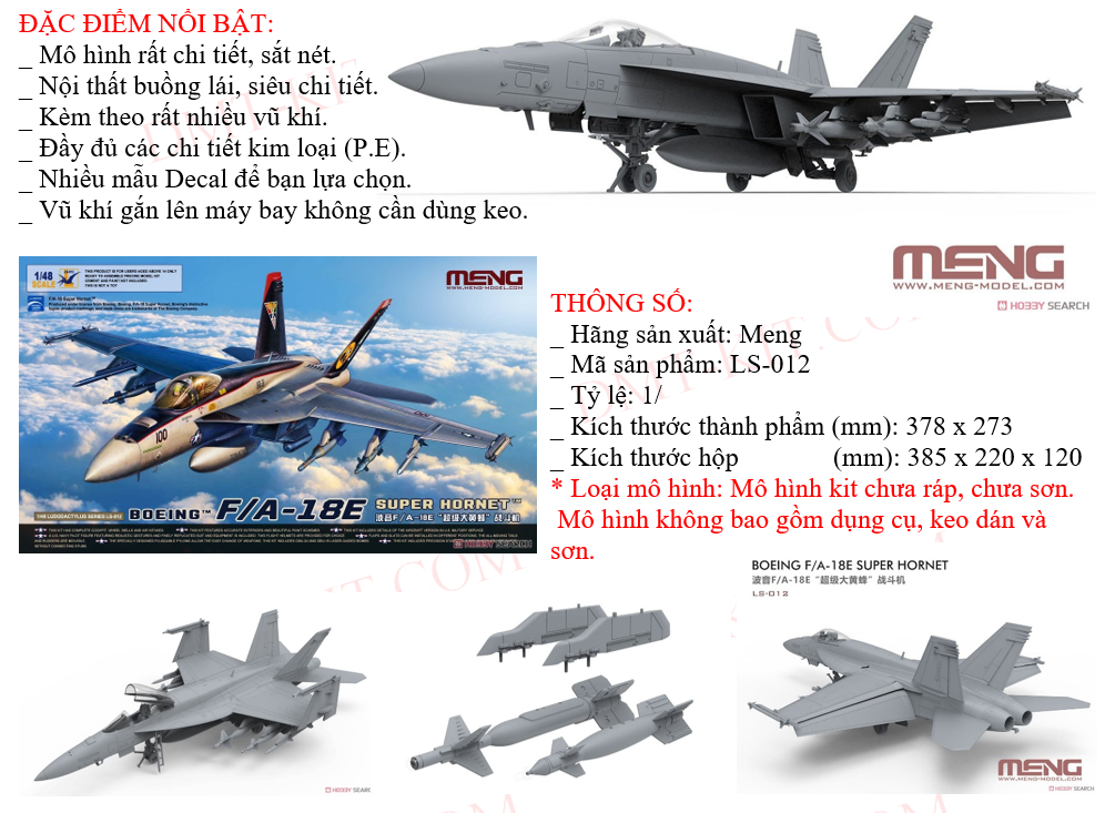 thumbnail image 2 of MENG LS-012 1/48 Scale Boeing F/A-18E Super Hornet 'Ludodactylus Series' Plastic Model Kit 2 of 5