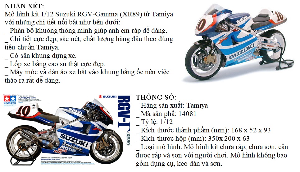 Tamiya 14081 - Maquette moto : Suzuki RGV Gamma XR89