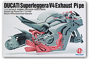 Hobby Design HD03-0659 Ducati Superleggera V4 Exhaust Pipe Detail-up Parts (For TAM 14140)