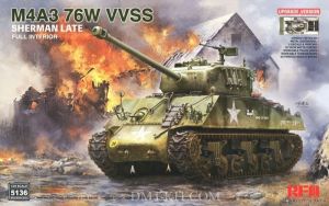Rye Field Model 5136 1/35 Mô Hình Xe Tăng M4A3 76W VVSS Sherman Late w/Full interior Upgrade Version